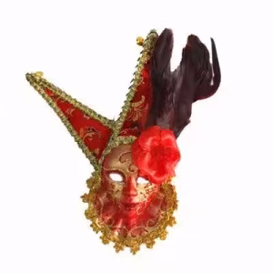 Kırmızı Tüylü Seramik Maske