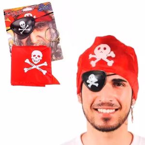 Korsan Kostüm Bandana Göz Maskesi Küpe