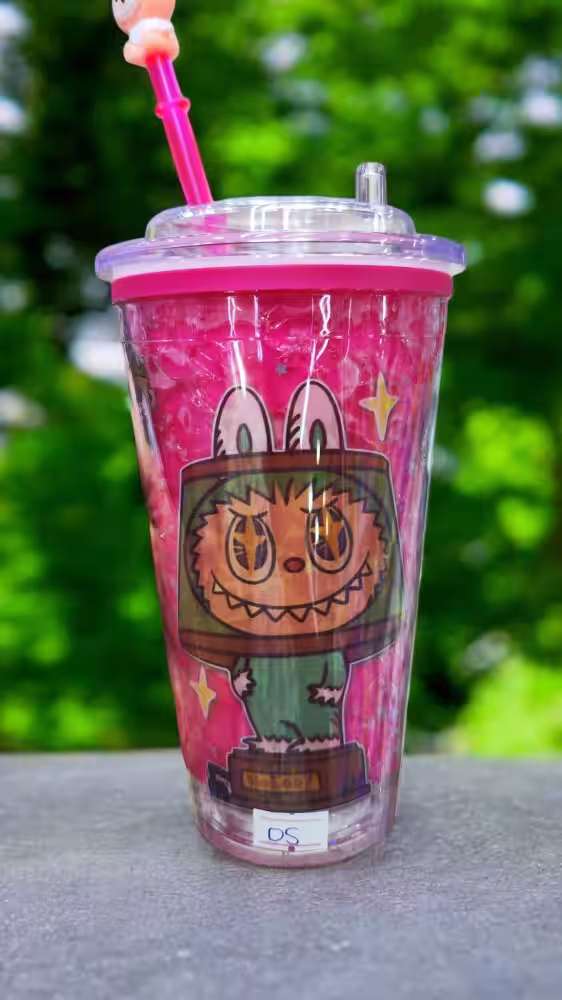Labubu Pembe LED Fancy Bardak