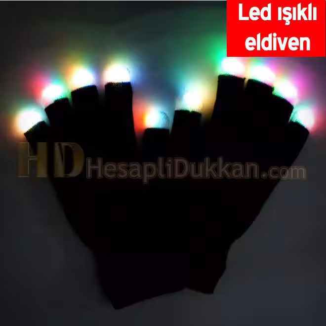 Led ışıklı eldiven siyah
