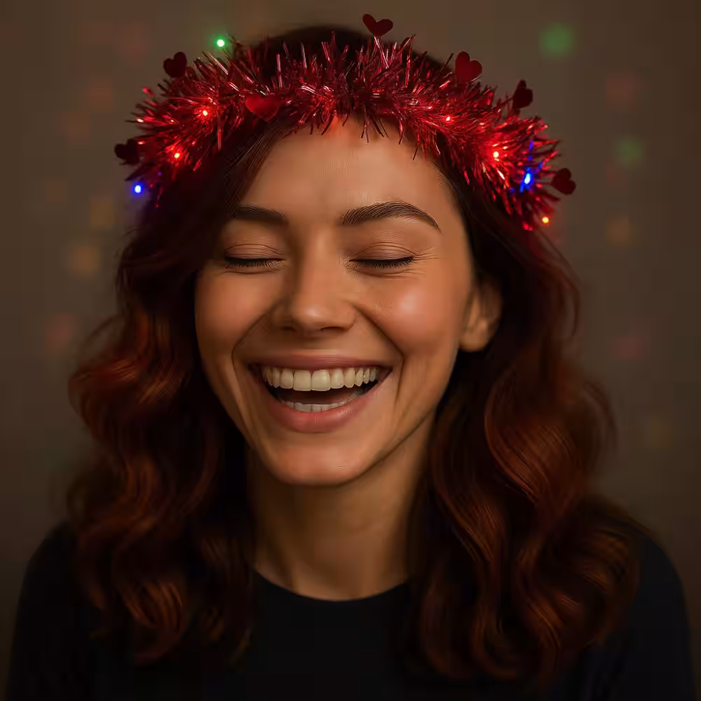 LED'li Kalp Taç Kırmızı