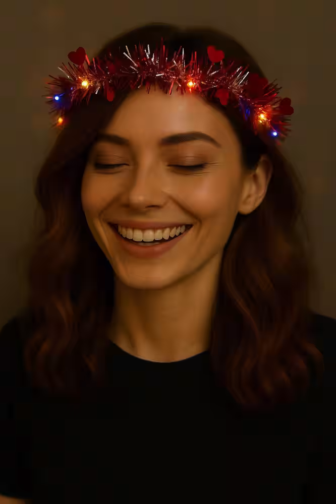 LED'li Kalp Taç Kırmızı