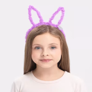 Lila Peluş Tavşan Işıklı Taç Toptan