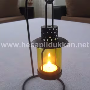 Masa üstü şamdan sarı camlı P379
