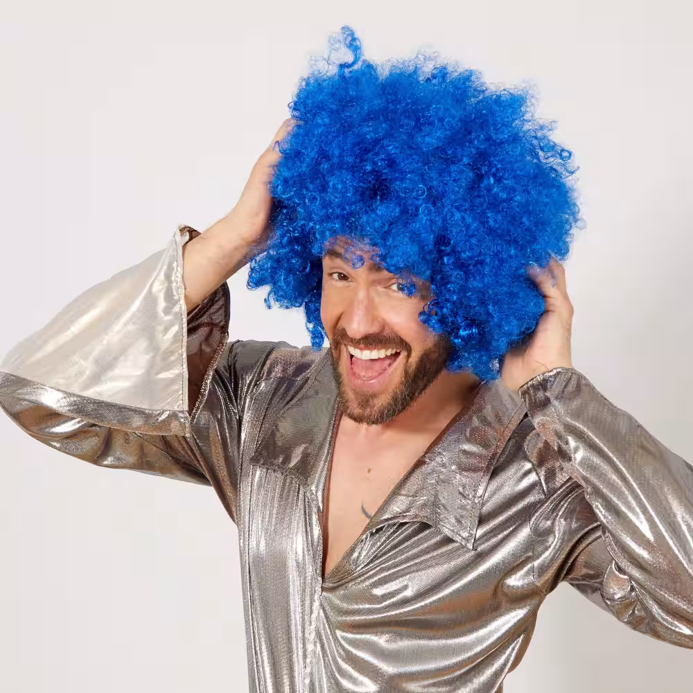 Mavi Afro Parti Perukları