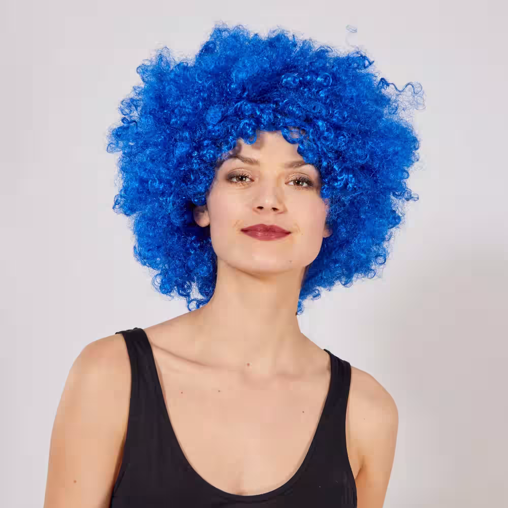 Mavi Afro Parti Perukları