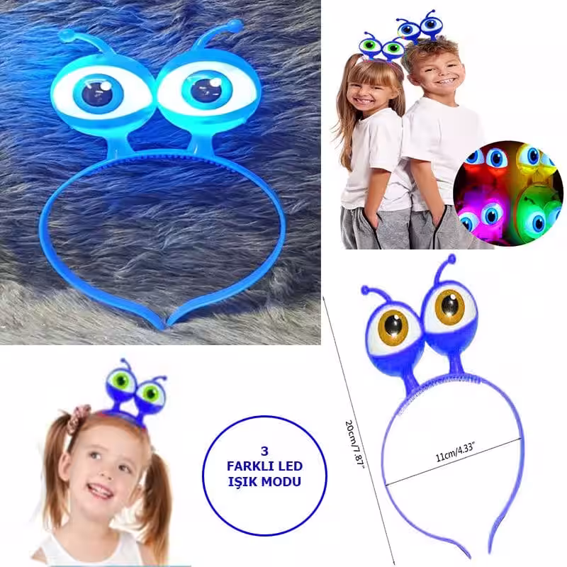 Mavi Led Işıklı Uzaylı Göz Taç