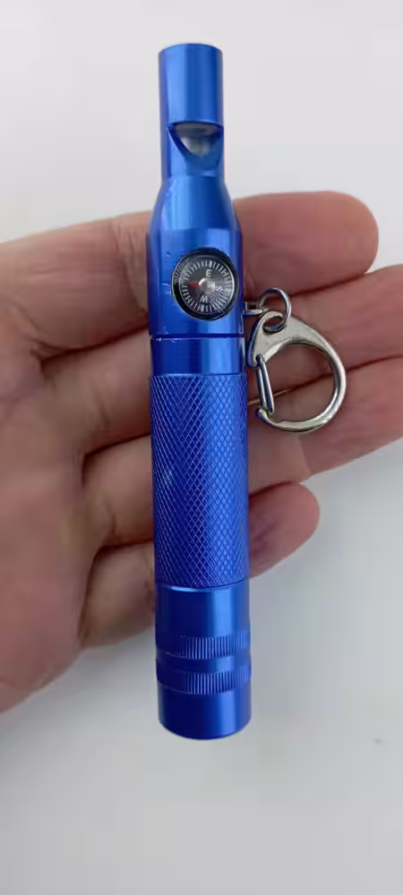 Metal Deprem düdük toptan satış 12 cm fenerli pusulalı anahtarlıklı