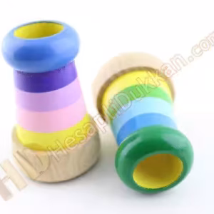 Mini ahşap renkli kaleydoskop çiçek dürbünü