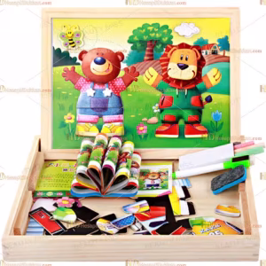 Multi fonksiyonel ahşap puzzle ayı & aslan değişim manyetik kara tahta beyaz tahta