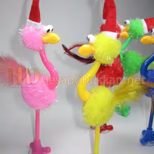 Noel baba şapkalı deve kuşu kalem yılbaşı hediyelik R653
