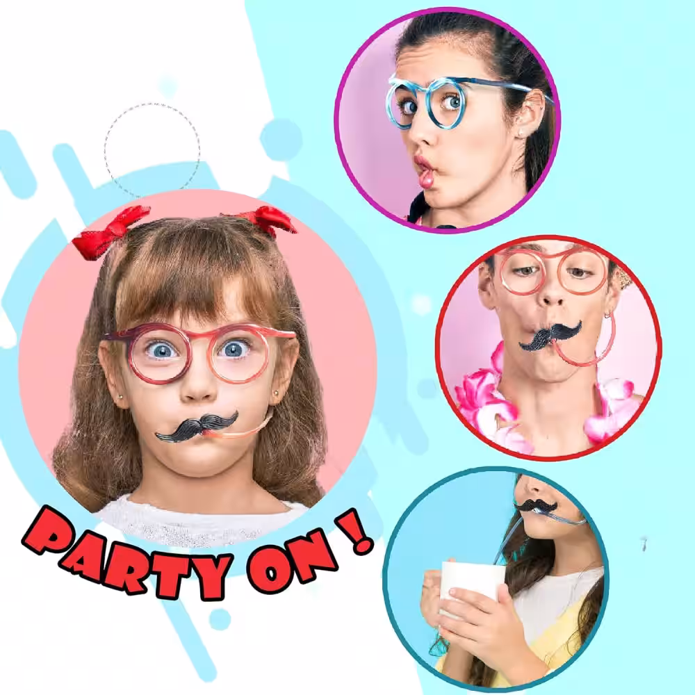 Pembe Bıyıklı Parti Gözlüğü