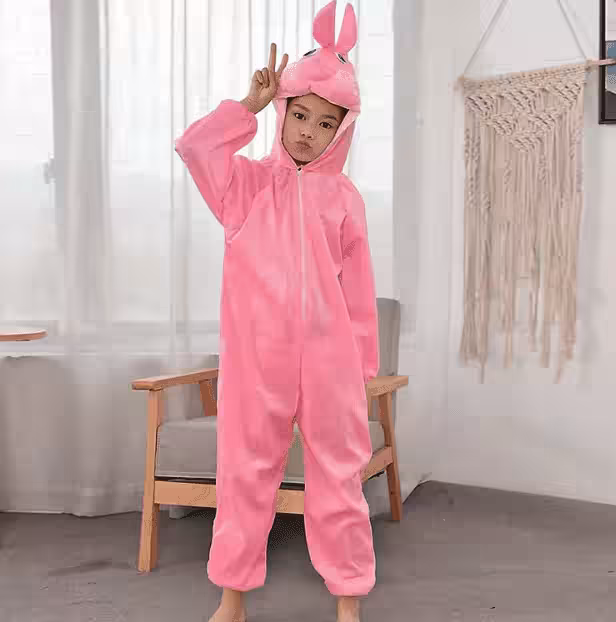 Pembe Çocuk Tavşan Kostümü 4-5 Yaş