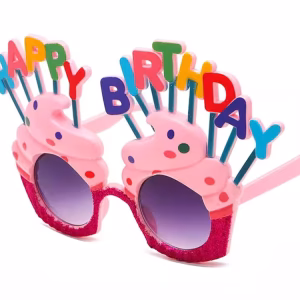 Pembe Fuşya Happy Birthday Parti Gözlüğü