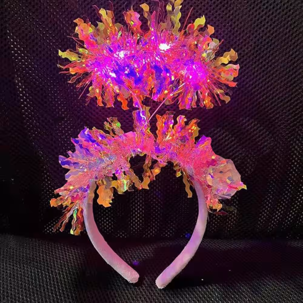Pembe Hologramlı LED Işıklı Taç Toptan