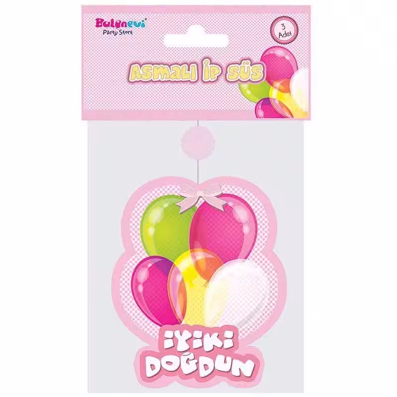 Pembe İyi ki doğdun Doğum Günü Süsü
