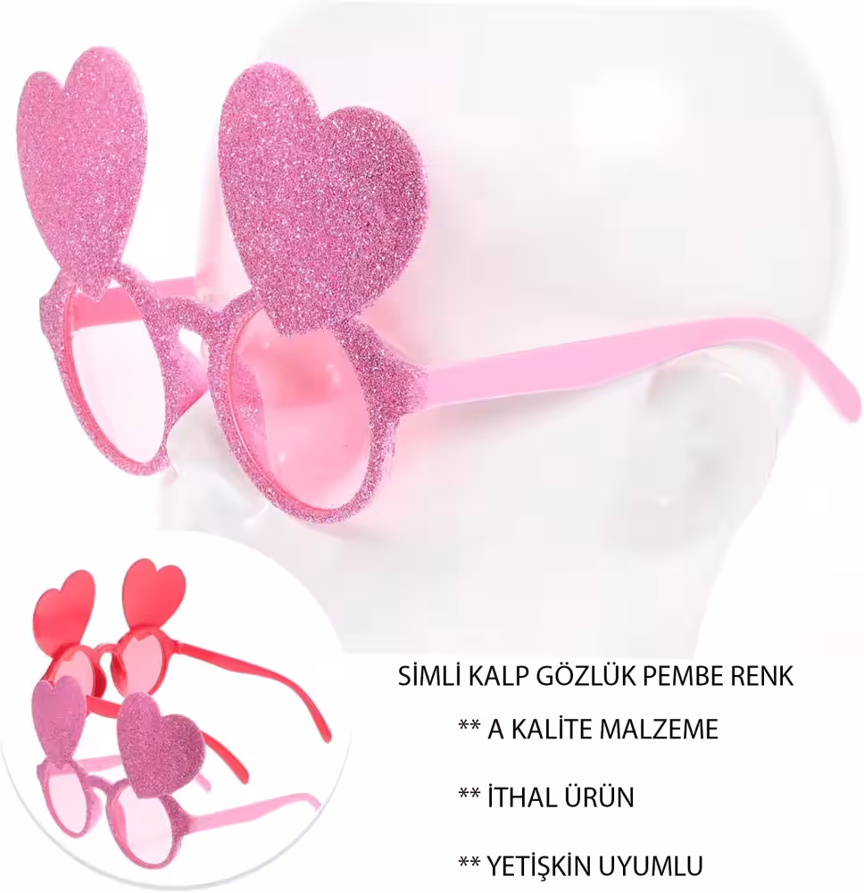 Pembe Kalpli Parti Gözlüğü Toptan