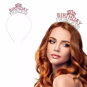 Pembe Kristal Taşlı Birthday Princess Parti Tac
