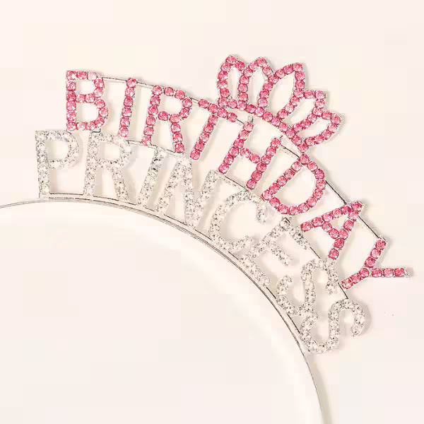 Pembe Kristal Taşlı Birthday Princess Parti Tac