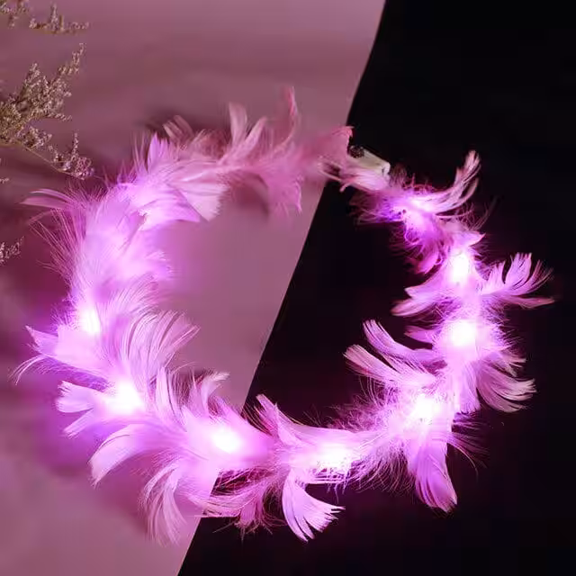 Pembe LED Işıklı Parti Tacı