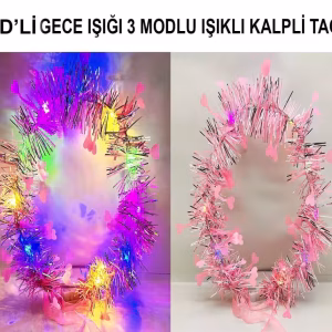 Pembe LED'li Parti Taçı Işıklı Hare Melek