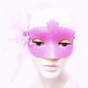 Pembe Tüylü Balo Maskesi
