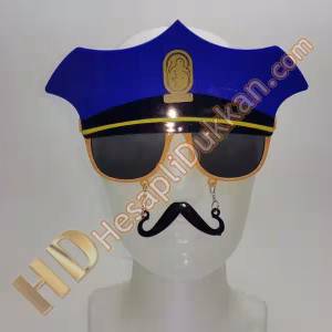 Polis şapkası bıyıklı gözlük