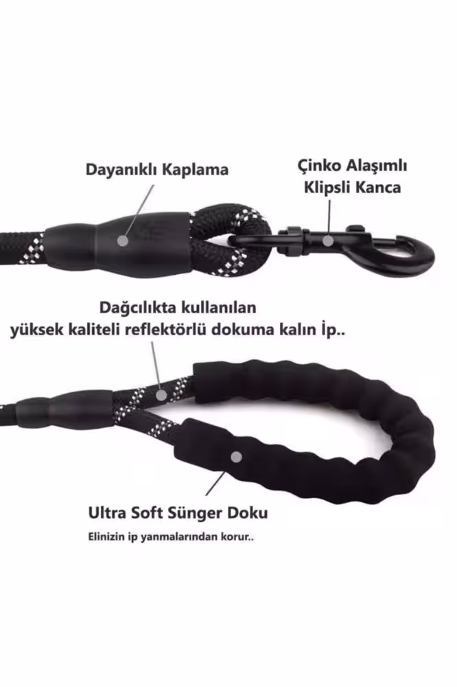 Reflektörlü Siyah Köpek Tasması Toptan