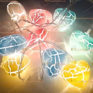 Renkli kalp yılbaşı ışığı 2 metre 10 led