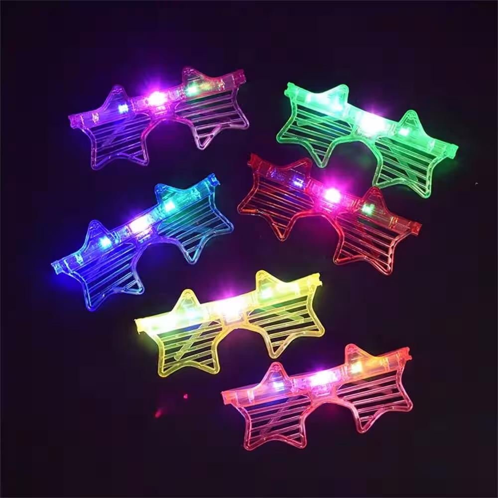 Renkli LED Işıklı Yıldız Gözlük 12 Adet