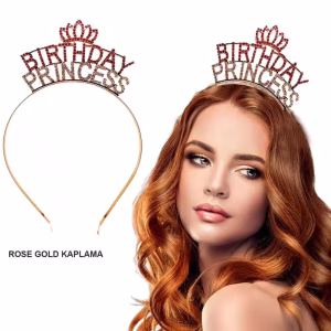 Rose Gold Birthday Princess Kristal Taç