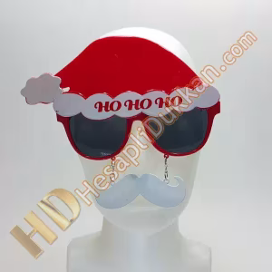 Şapkalı bıyıklı noel gözlük