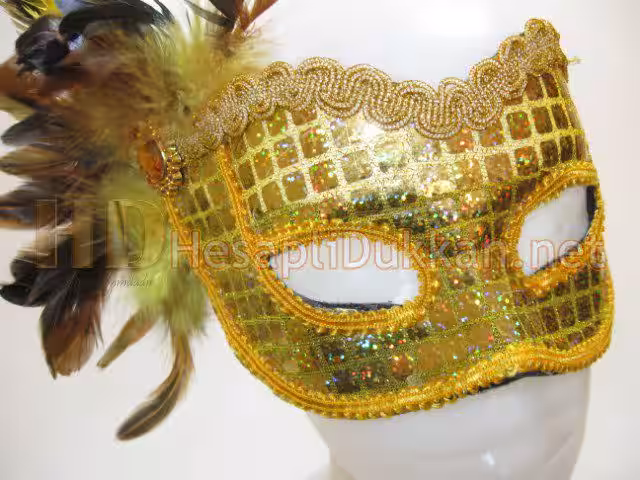Sarı pullu sarı siyah tüylü maske R806