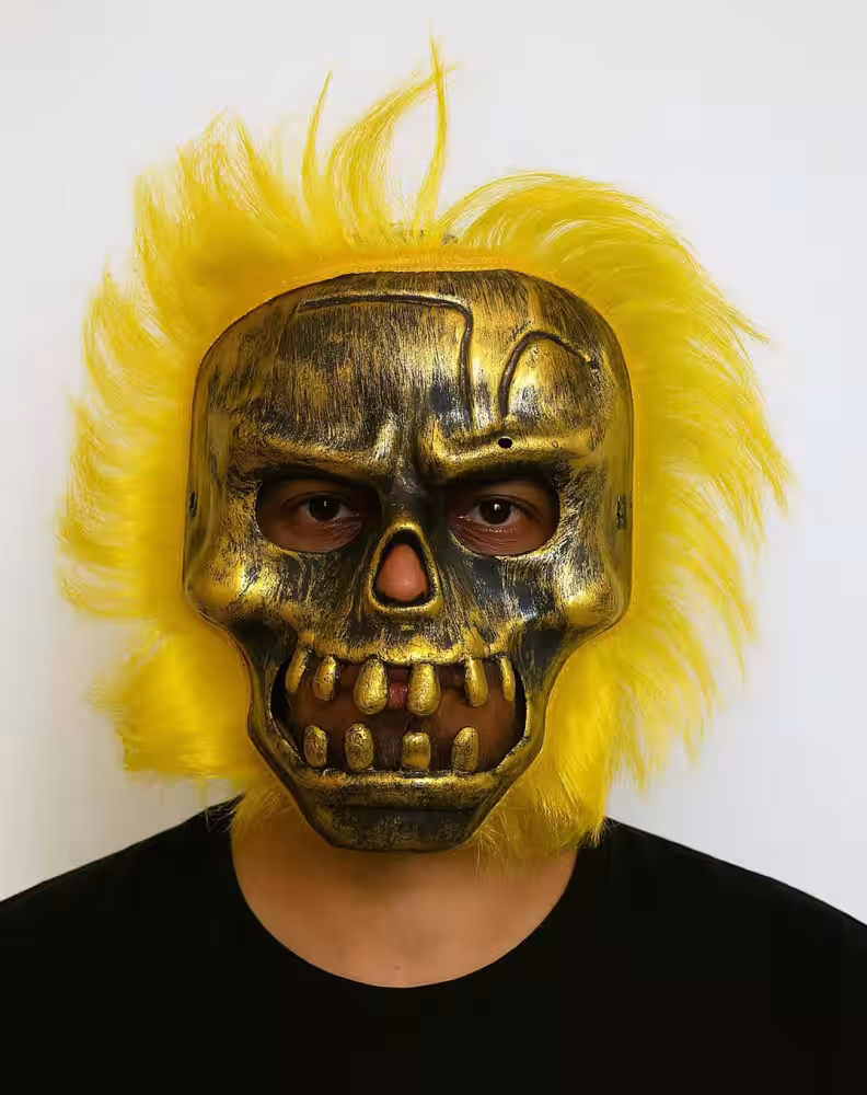 Sarı Saçlı Krom İskelet Maske