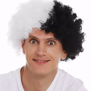 Siyah-Beyaz Afro Peruk Toptan