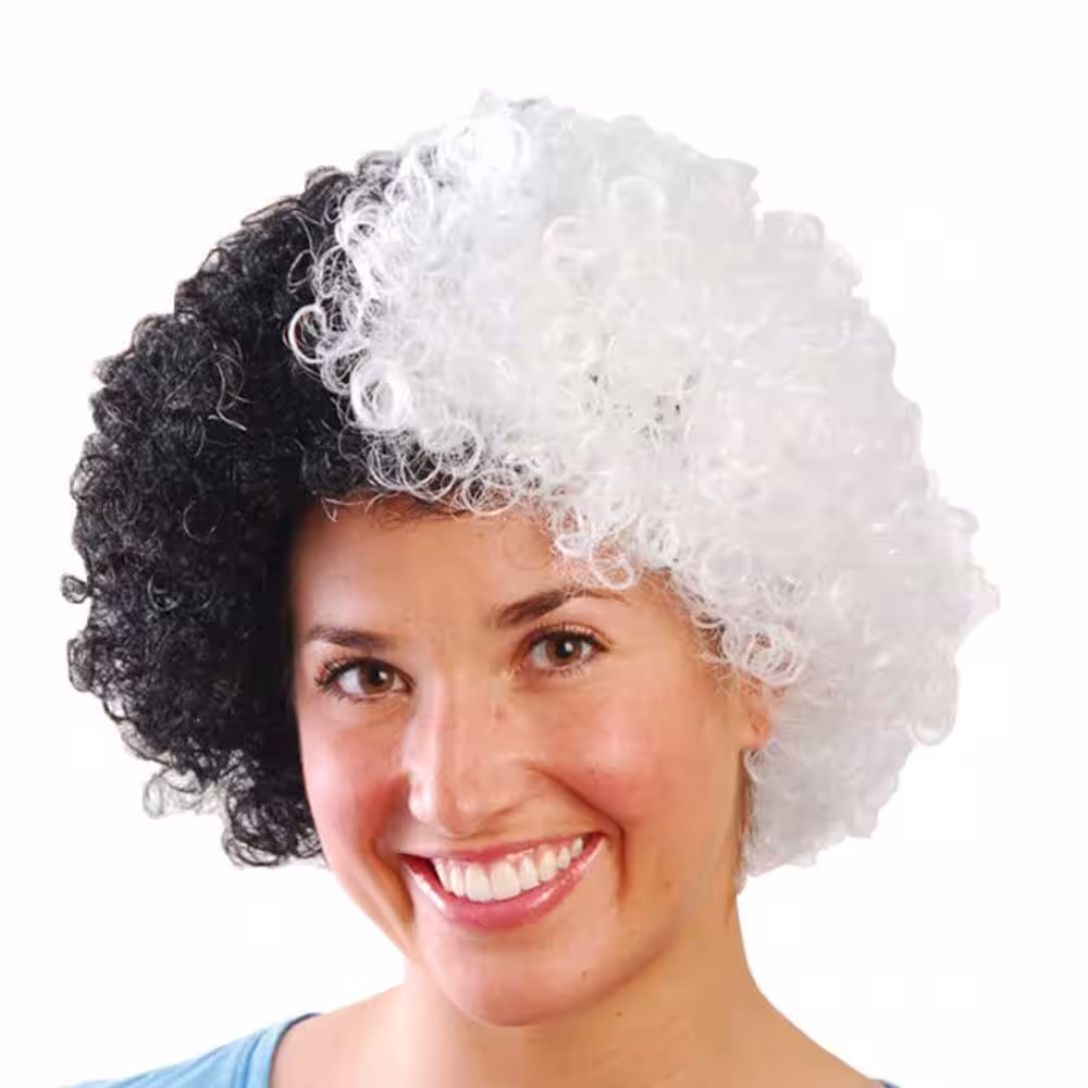 Siyah-Beyaz Afro Peruk Toptan