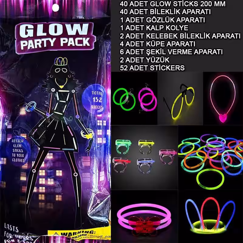 Toptan 152 Parça Glow Parti Kostüm Seti