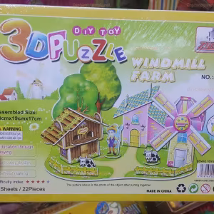 Toptan 3D karton puzzle Yel değirmeni çiftliği