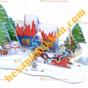 Toptan 3d puzzle merry christmas 4 karton 33 parça