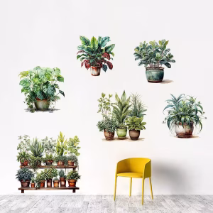 Toptan 6'lı Saksılı Çiçek Stickerları