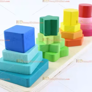 Toptan ahşap eğitici oyuncak geometrik şekiller dört kolon