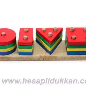 Toptan ahşap eğitici oyuncak geometrik şekiller dört sütun
