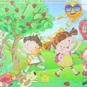 Toptan Ahşap puzzle güneşli bahçede çocuklar
