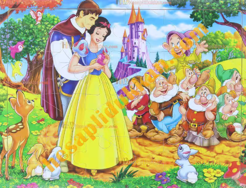 Toptan Ahşap puzzle pamuk prenses yedi cüceler
