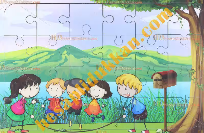 Toptan Ahşap puzzle parkta bir gün