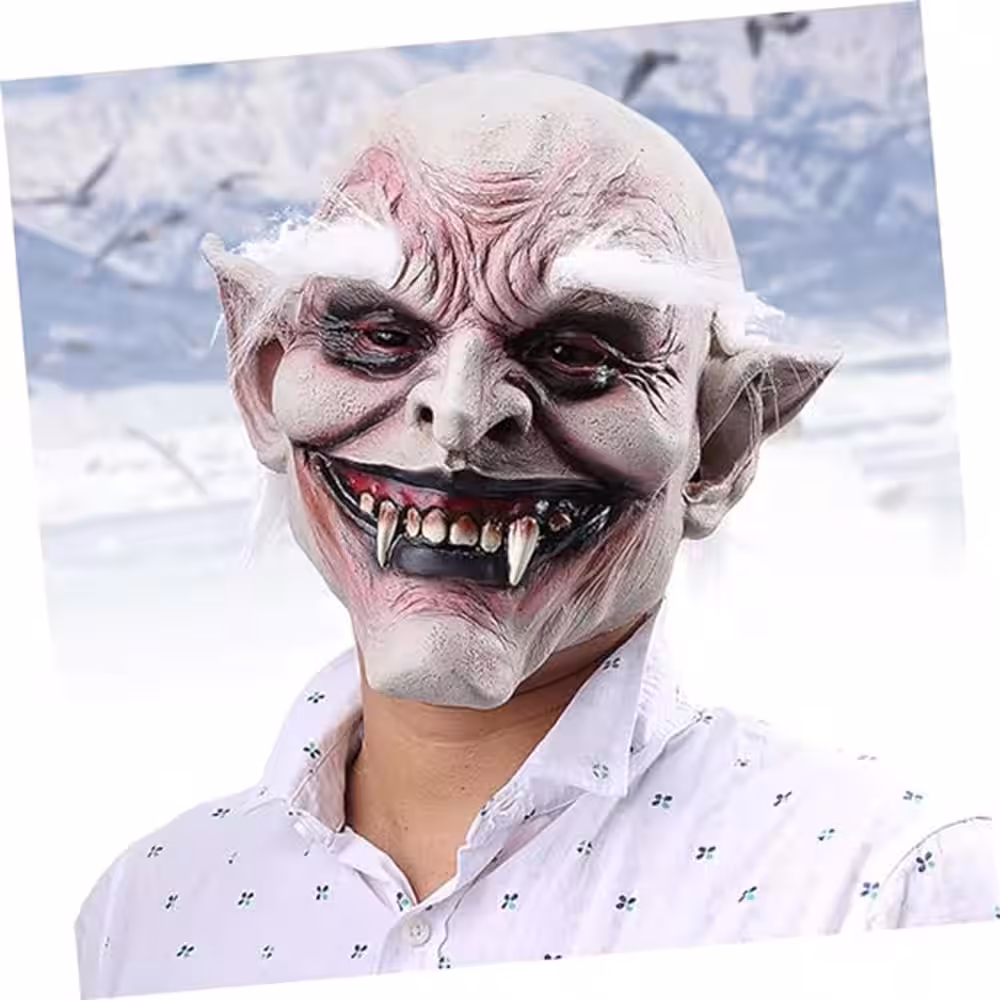 Toptan Beyaz Saçlı Zombi Maskesi