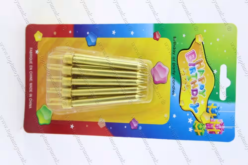 Toptan doğum günü mumu altın sarısı 8 li paket