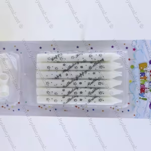 Toptan happy birthday yazılı 8 li beyaz pasta mum