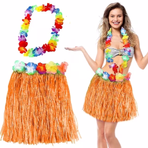 Toptan Hawaii Luau Aloha Turuncu Kostüm Seti