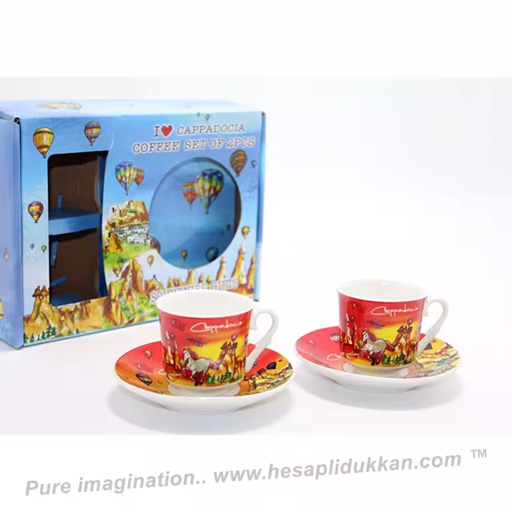 Toptan İkili Yöresel Kapadokya Kahve Fincanı Seti SM44656